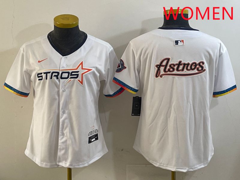 Women Houston Astros Blank White Fourth generation Joint Name 2025 Nike MLB Jersey style 13